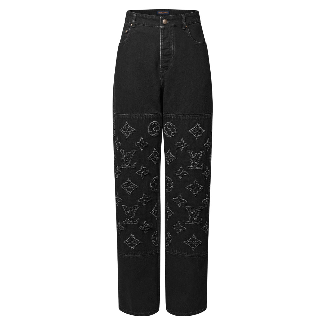 Louis Vuitton Monogram Destroy Denim Pants Black