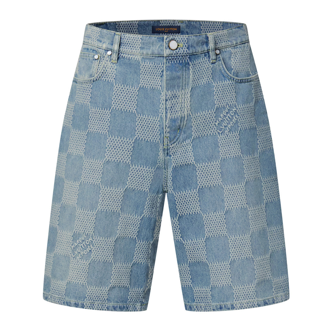 Louis Vuitton Damier 3D Light Denim Shorts