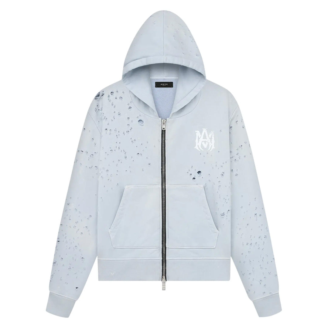 Amiri MA Logo Shotgun Hoodie Faded Blue