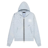 Amiri MA Logo Shotgun Hoodie Faded Blue