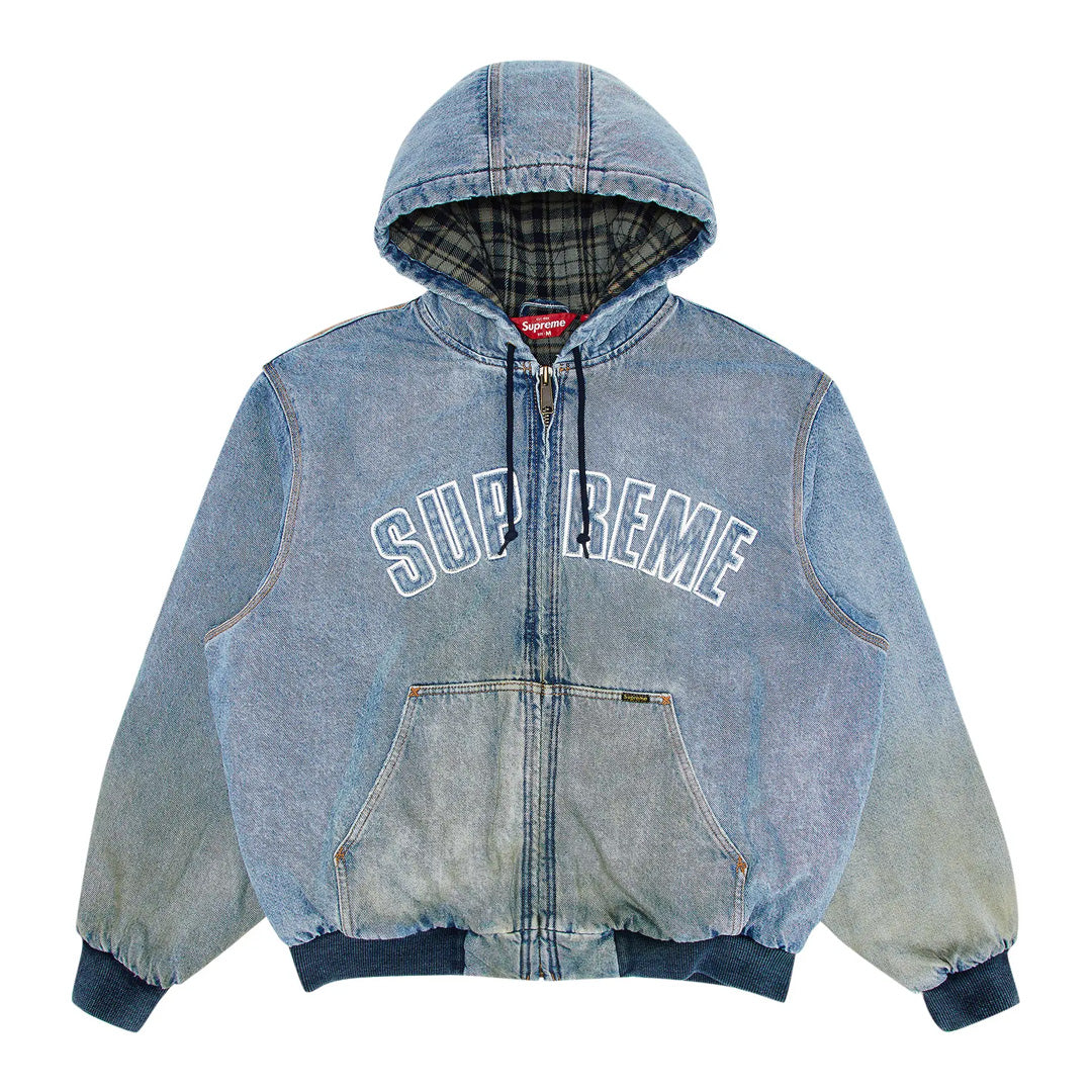 Supreme Reflective Arc Hooded Work Jacket Denim