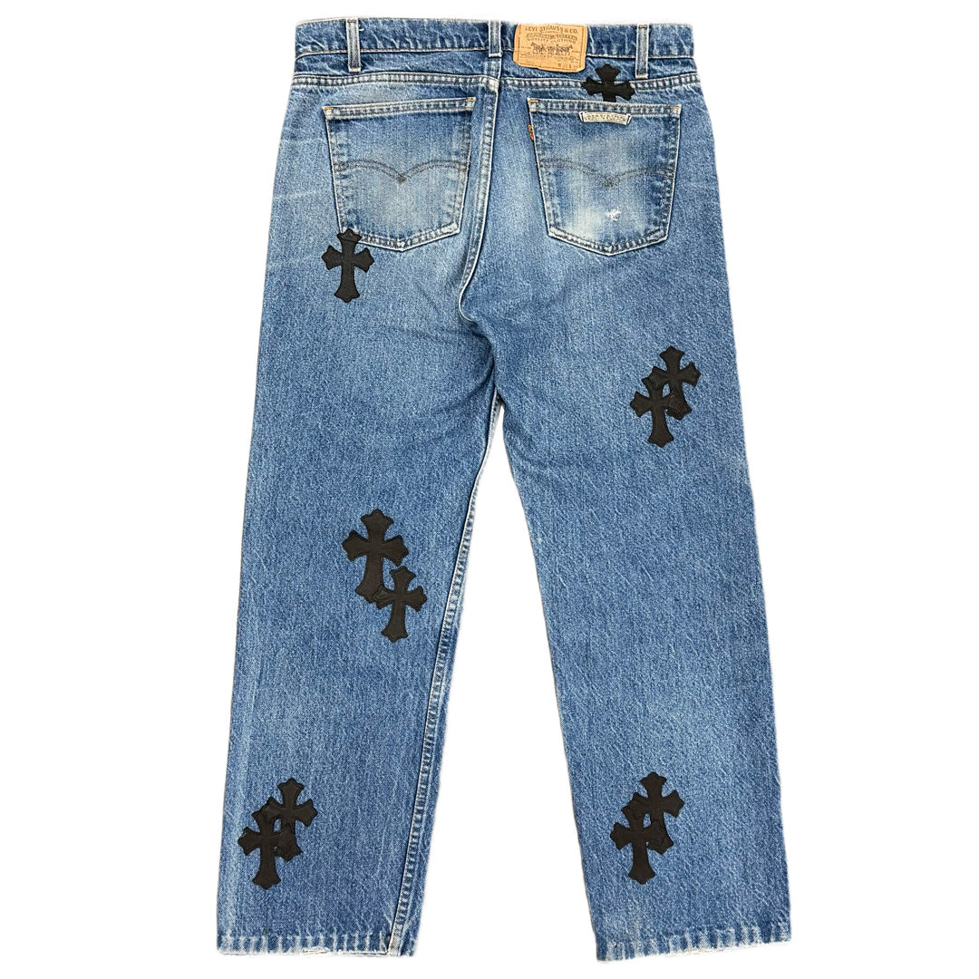 Chrome Hearts Levis Orange Tab 505 Cross Patch Jeans