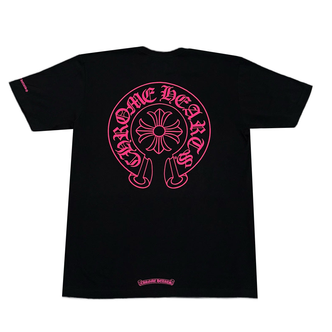 Chrome Hearts Pink Horseshoe Pocket T-Shirt Black