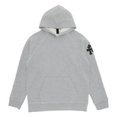 Chrome Hearts Paper Jam Triple Cross Leather Patch Hoodie Grey