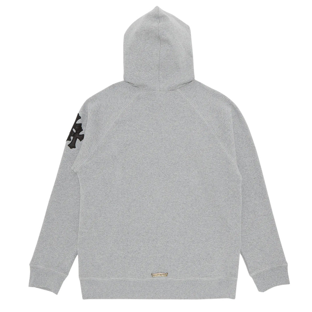 Chrome Hearts Paper Jam Triple Cross Leather Patch Hoodie Grey