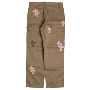 Chrome Hearts Pink Leather Cross Patch Carpenter Pants