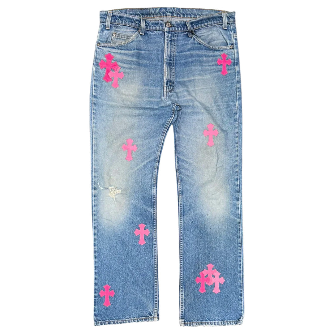 Chrome Hearts Levis Cross Patch Denim Pink