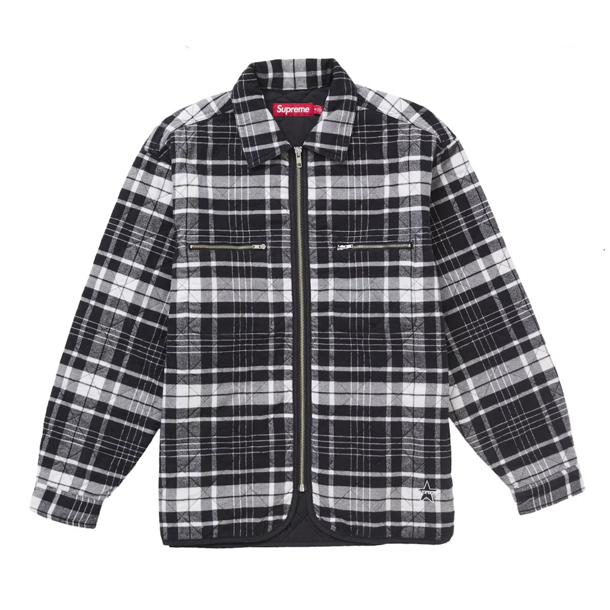 Supreme Quilted Flannel Zip Up Shirt Black