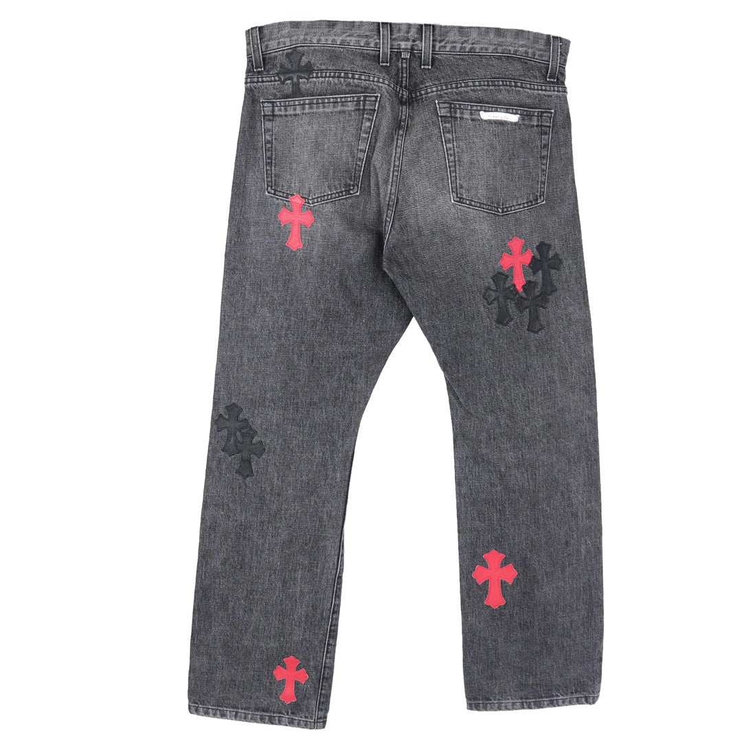 Chrome Hearts Drake CLB Denim Jeans Black Red
