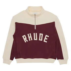 Rhude Chamonix Quarter Zip Pullover Maroon White