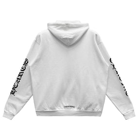 Chrome Hearts Vertical Logo Zip Up Hoodie White Black