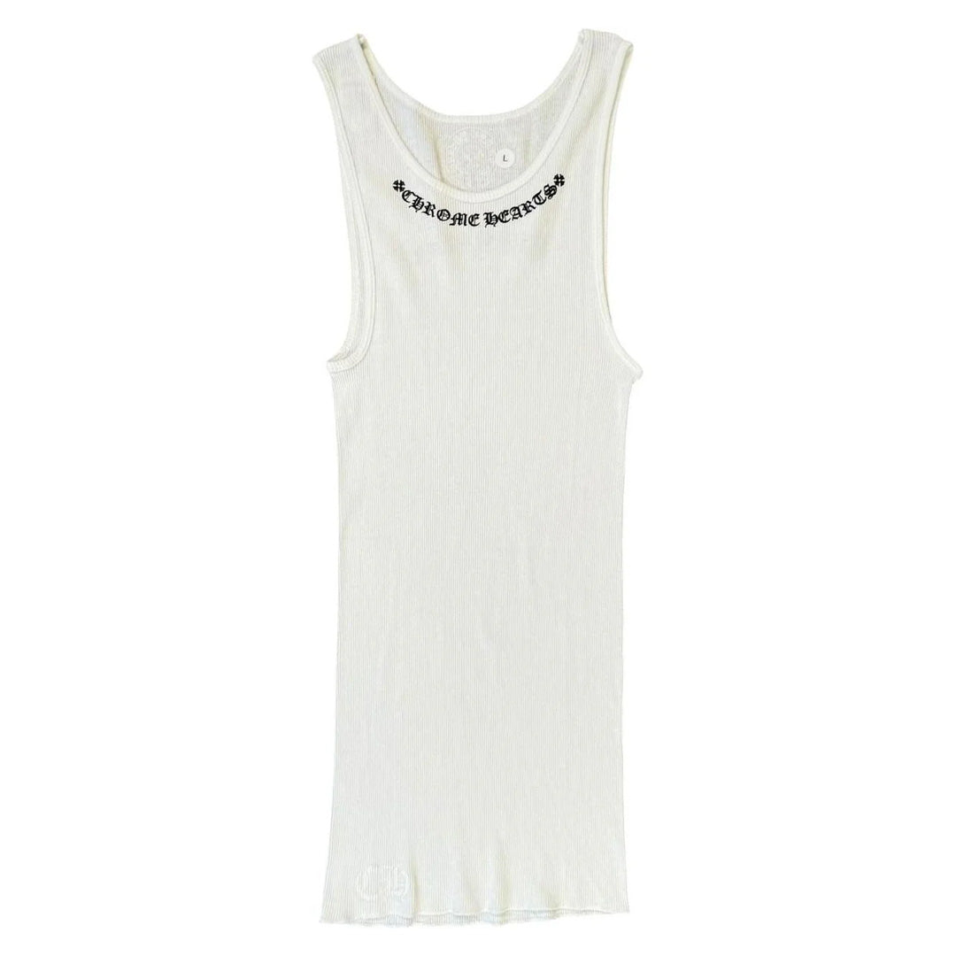 Chrome Hearts Scroll Neck Logo Rib Tank White