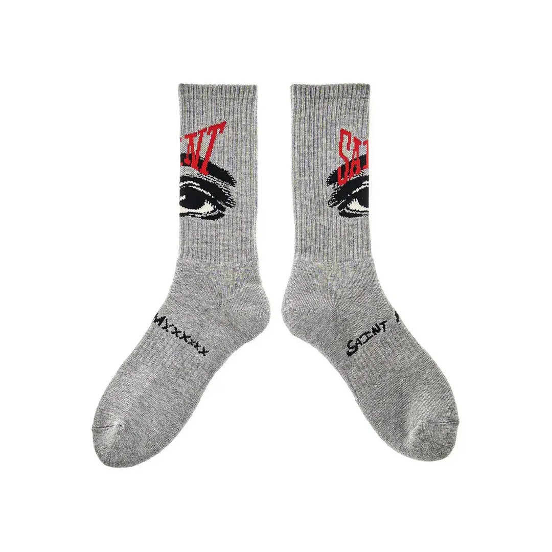 Saint Michael Eyes Socks Grey