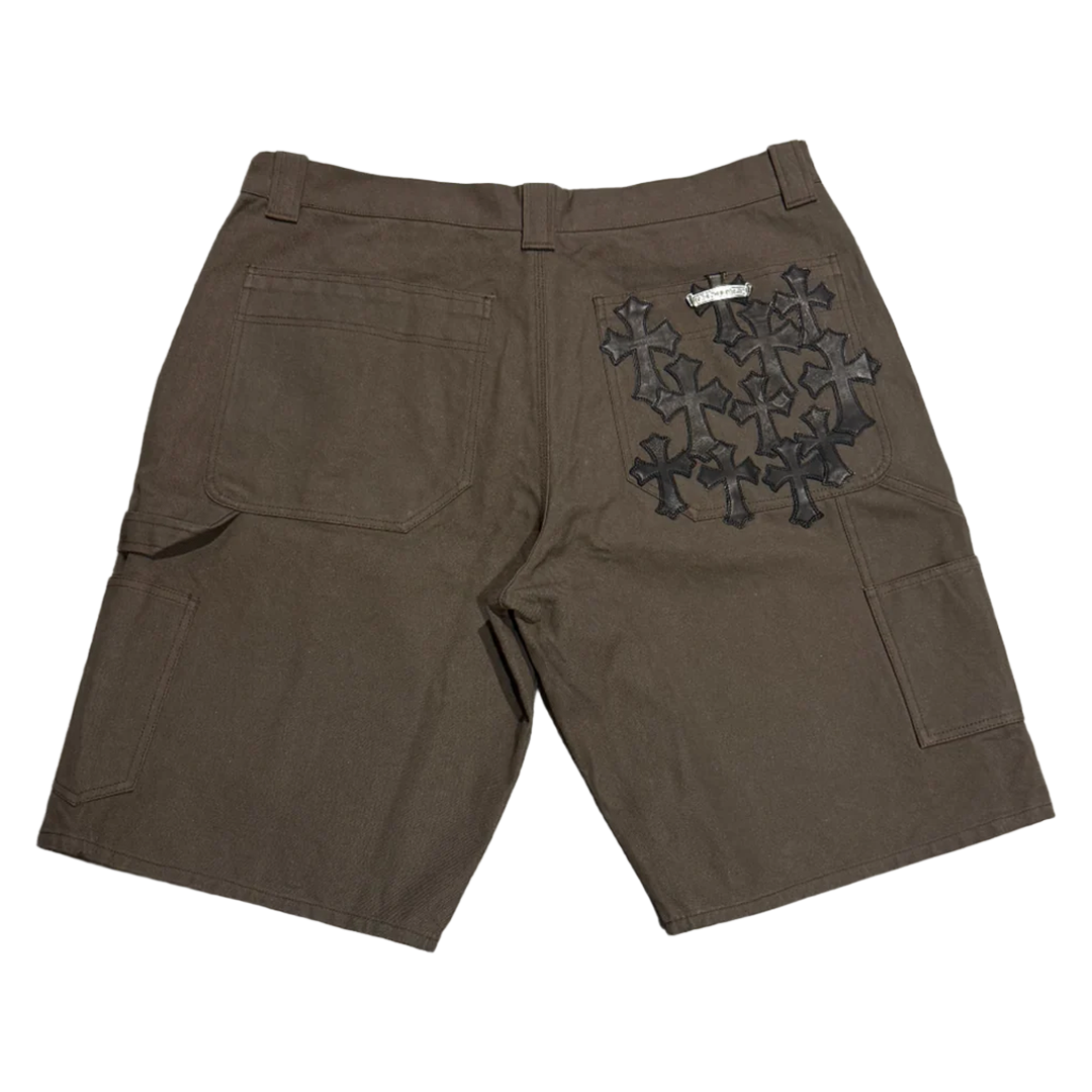 Chrome Hearts Double Knee Patch Brown Carpenter Shorts
