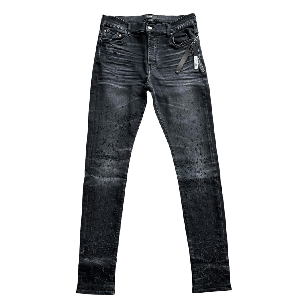 Amiri Shotgun Distressed Jeans Faded Black