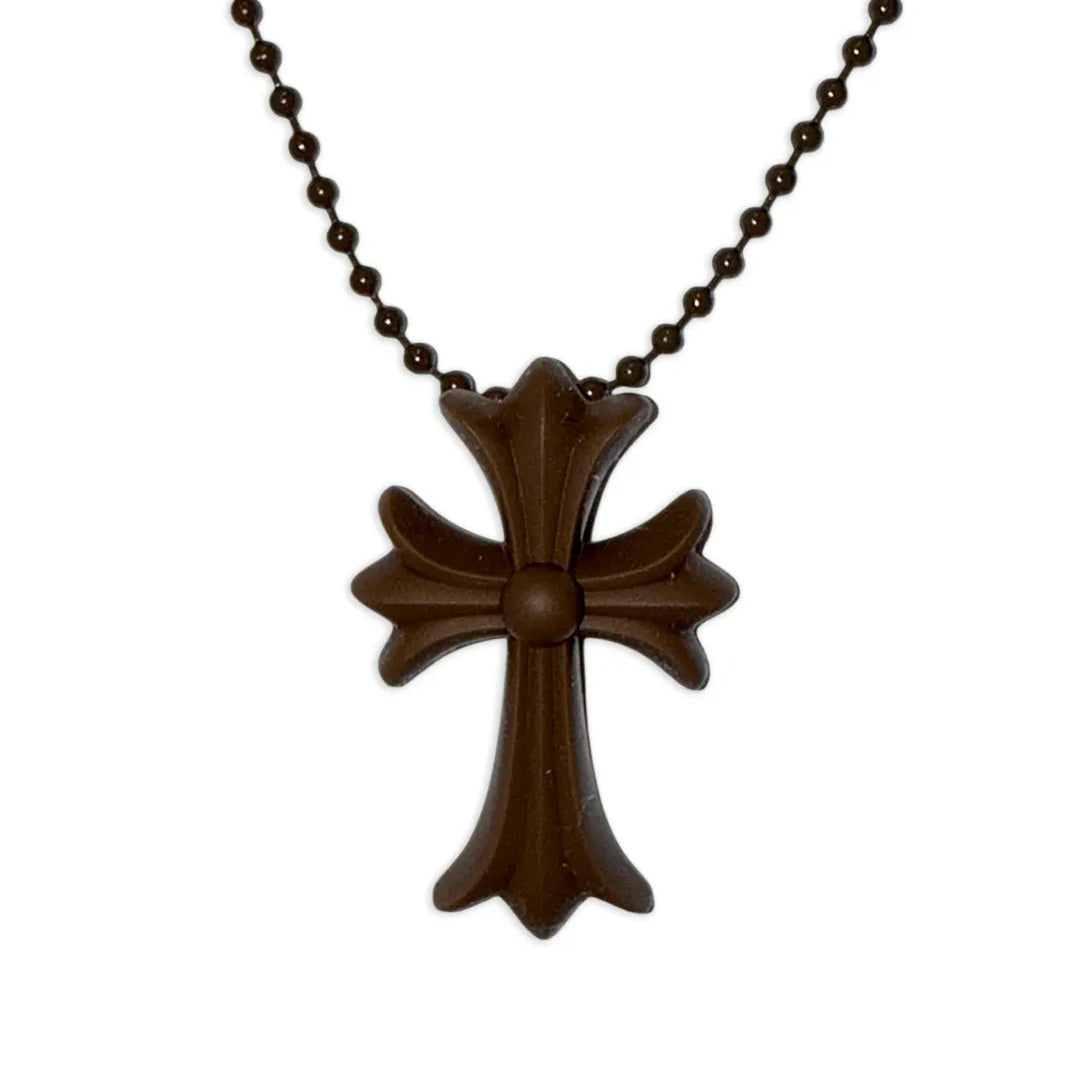 Chrome Hearts Silichrome Cross Necklace Brown