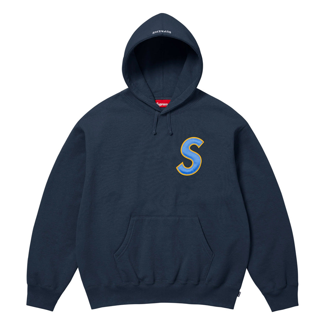 Supreme S Logo Hoodie Navy Yellow