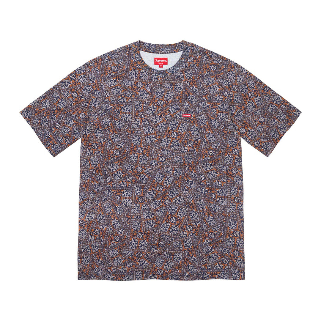 Supreme Small Box Logo Floral Cards Tee Navy