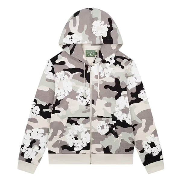 Denim Tears The Cotton Wreath Zip Up Hoodie Snow Camo | Kenshi