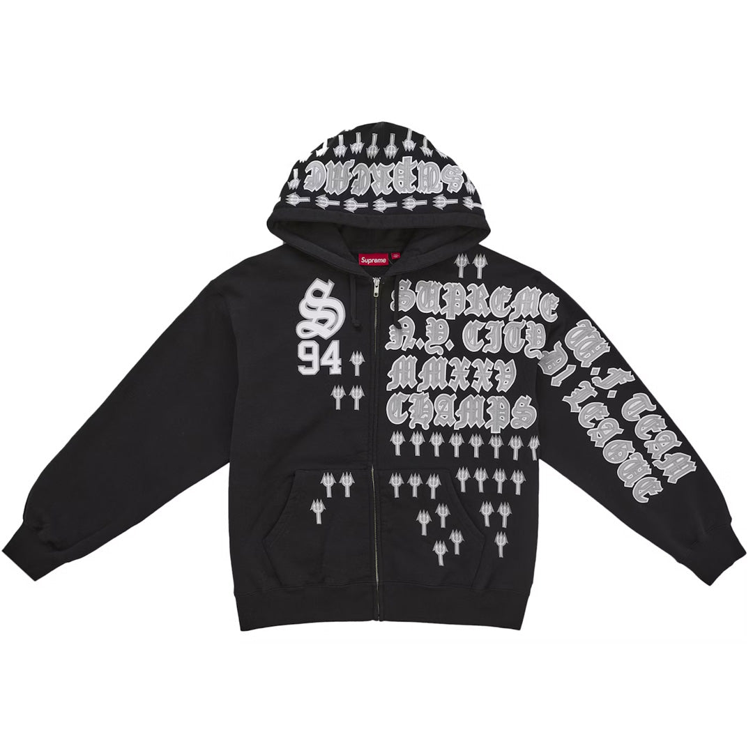Supreme League Champs Zip Up Hoodie Black