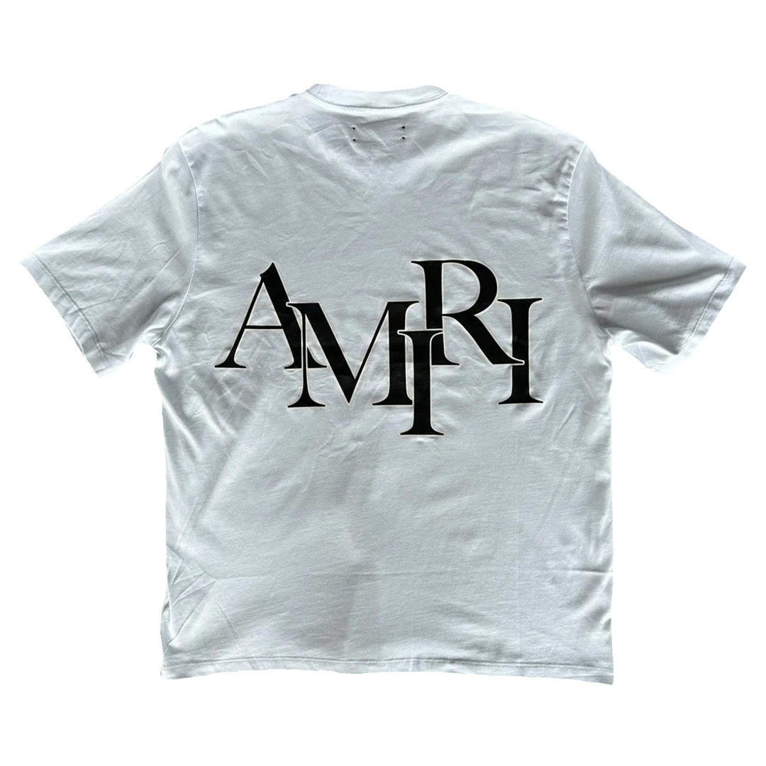 Amiri Staggered Logo T-Shirt White