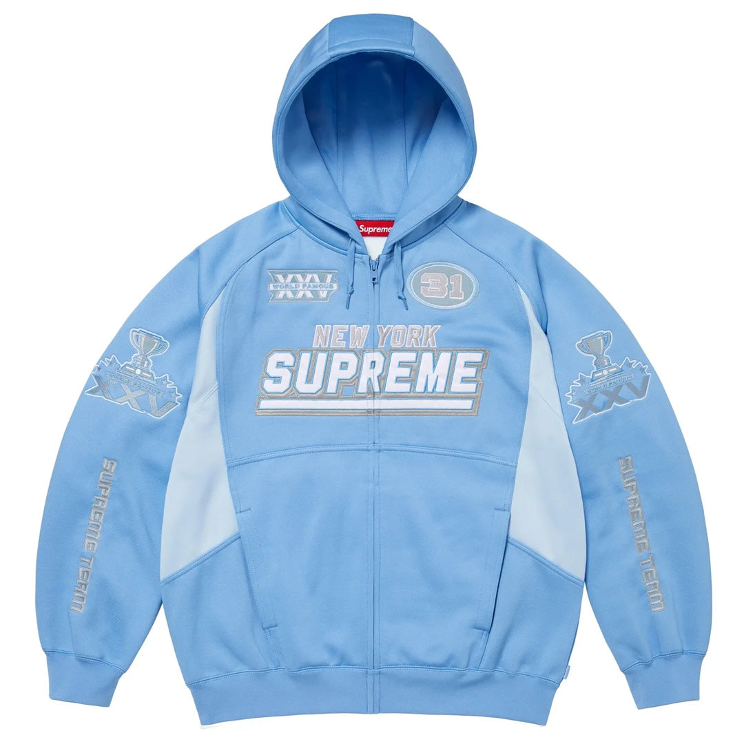 Supreme Football Zip Up Hoodie Light Blue