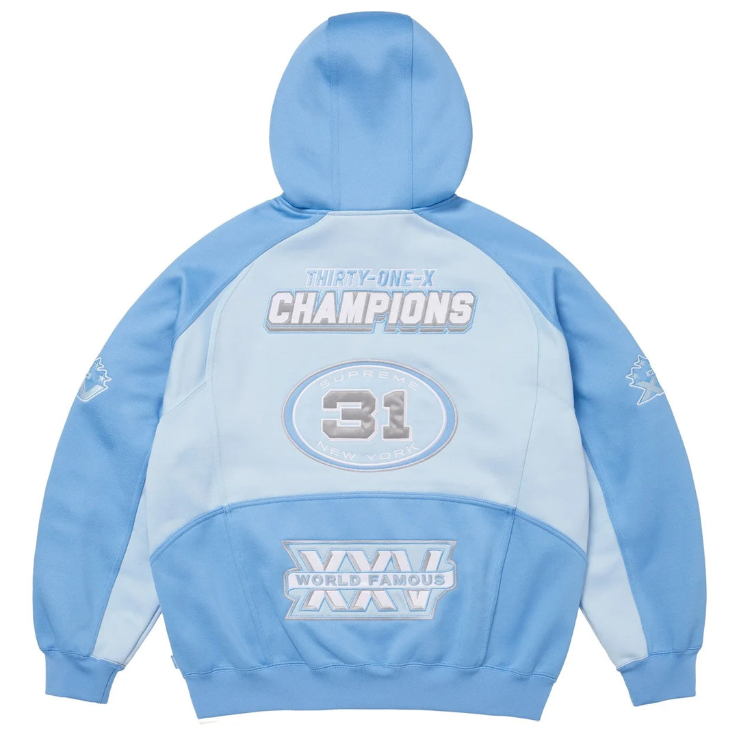 Supreme Football Zip Up Hoodie Light Blue