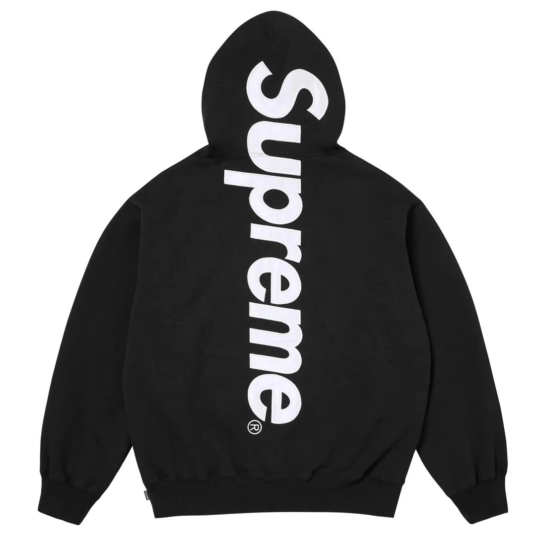 Supreme Satin Appliqué Hoodie Black