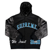 Supreme King Hooded Varsity Jacket Black