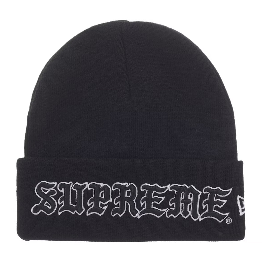 Supreme New Era Old English Beanie Black
