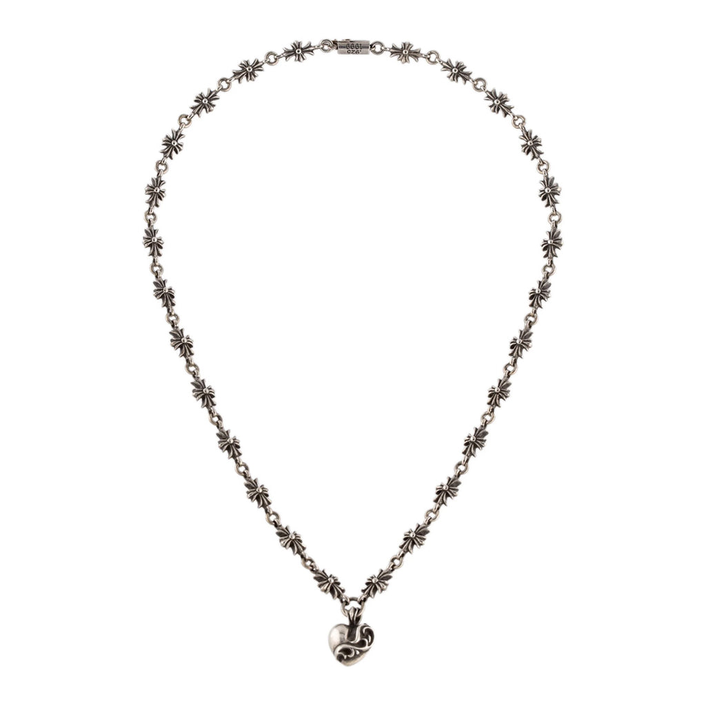 Chrome Hearts Tiny E Necklace with Heart Pendant (20 Inch) | Kenshi