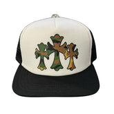 Chrome Hearts Camo Triple Cross Trucker Hat Black/White