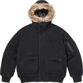 Supreme Reversible Black Faux Fur Hooded Work Jacket