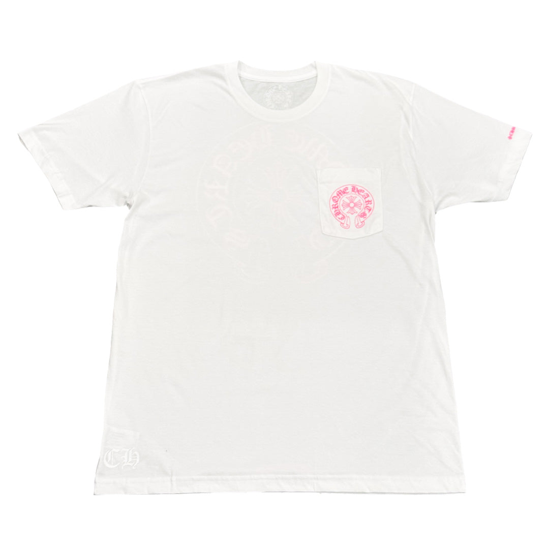 Chrome Hearts Pink Horseshoe Pocket T-Shirt White