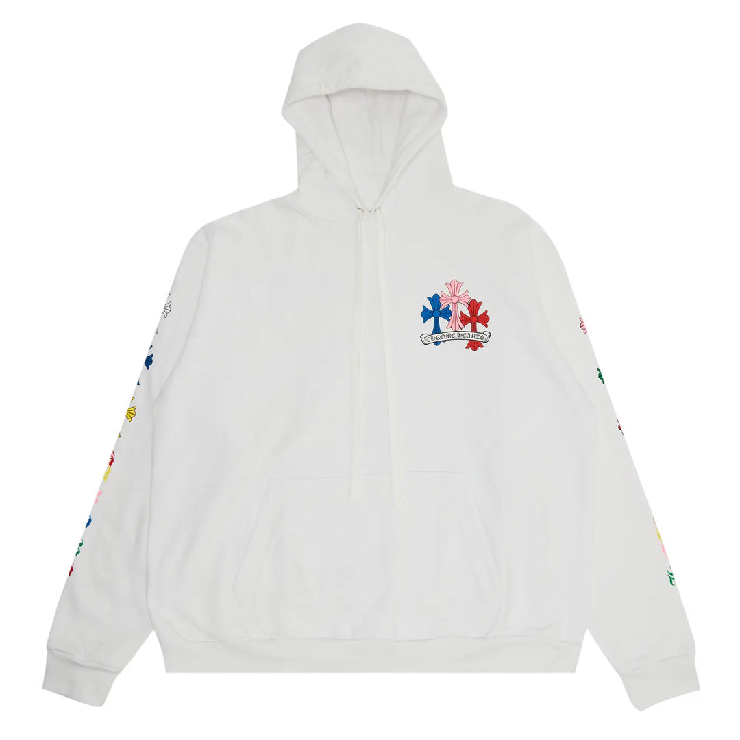 Chrome Hearts Cemetery Crosses Hoodie White Multicolor
