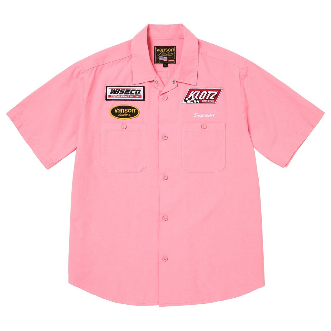Supreme Vanson Leather Work Shirt Pink