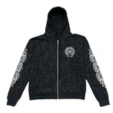 Chrome Hearts Cemetery Cross All Over Print Logo Zip Up Hoodie