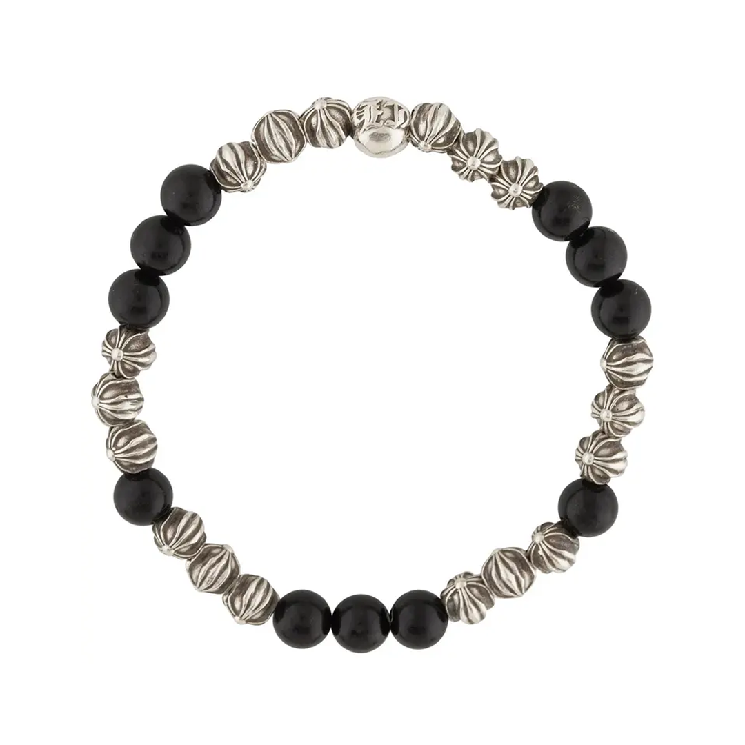 Chrome Hearts Celtic Onyx Bead & Silver Bracelet