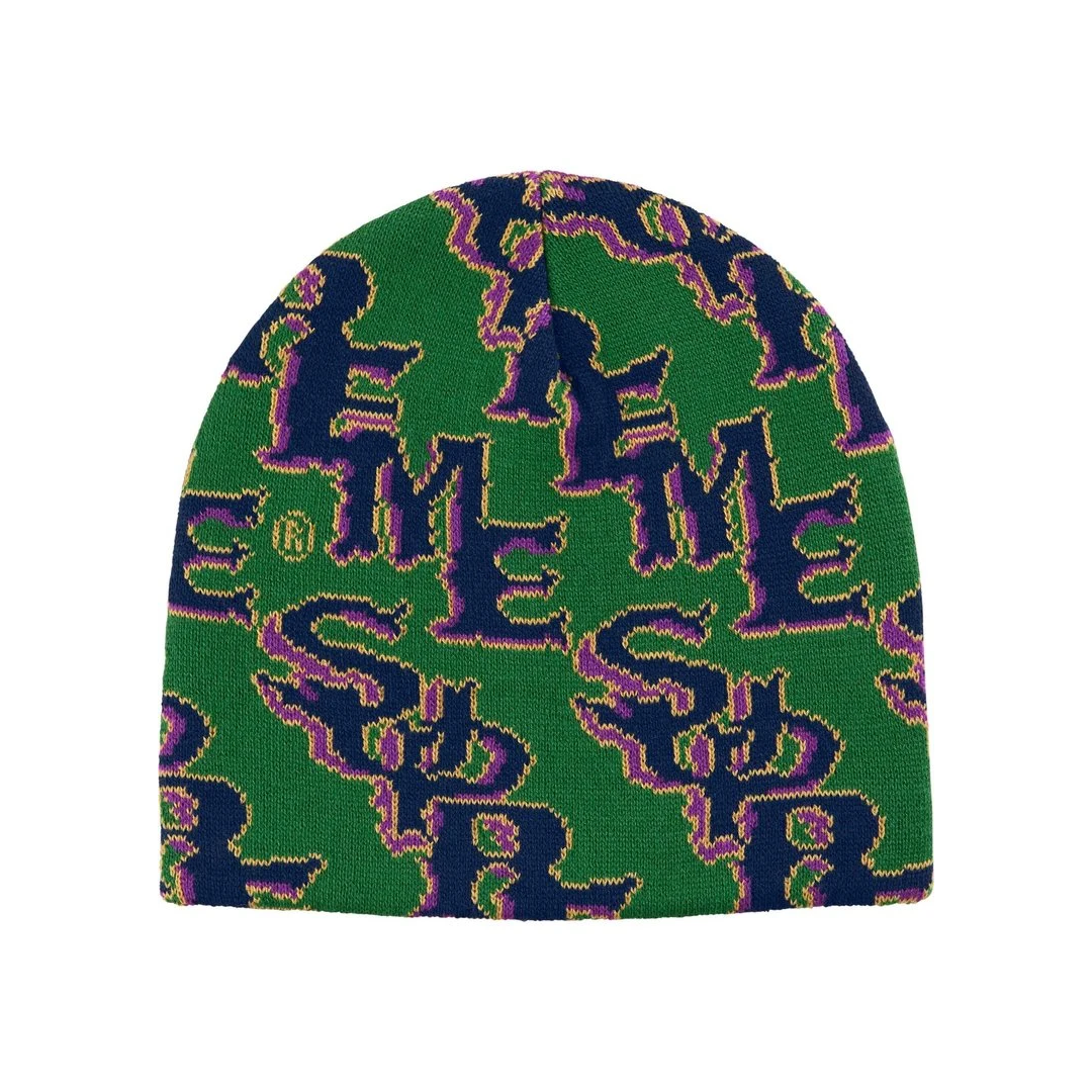 Supreme Slanted Gothic Outline Beanie Green
