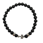Chrome Hearts Silver Cross Beaded Bracelet