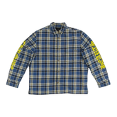 Chrome Hearts Workn Padded Flannel Shirt Jacket Blue/Yellow