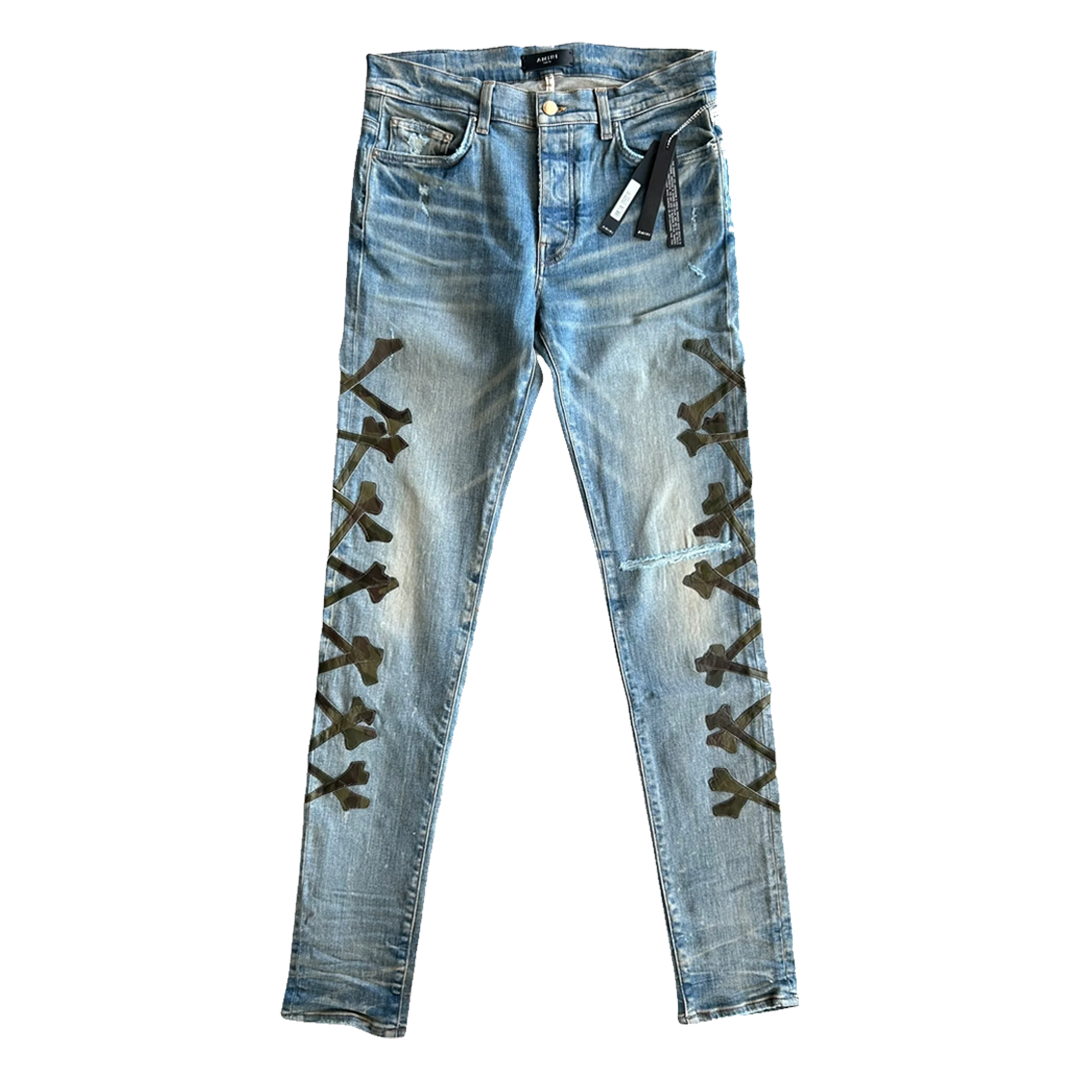 Amiri Camo Bones Jean Clay Indigo