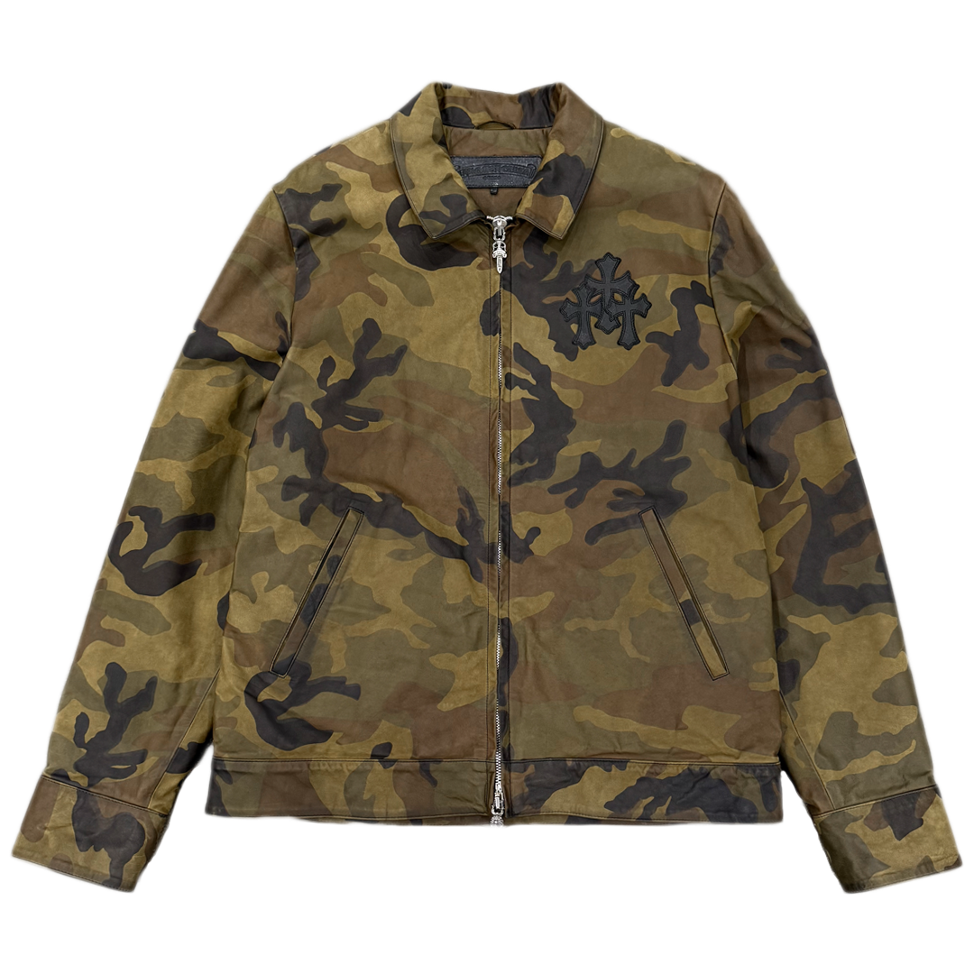 Chrome Hearts Camo Triple Cross Leather Jacket