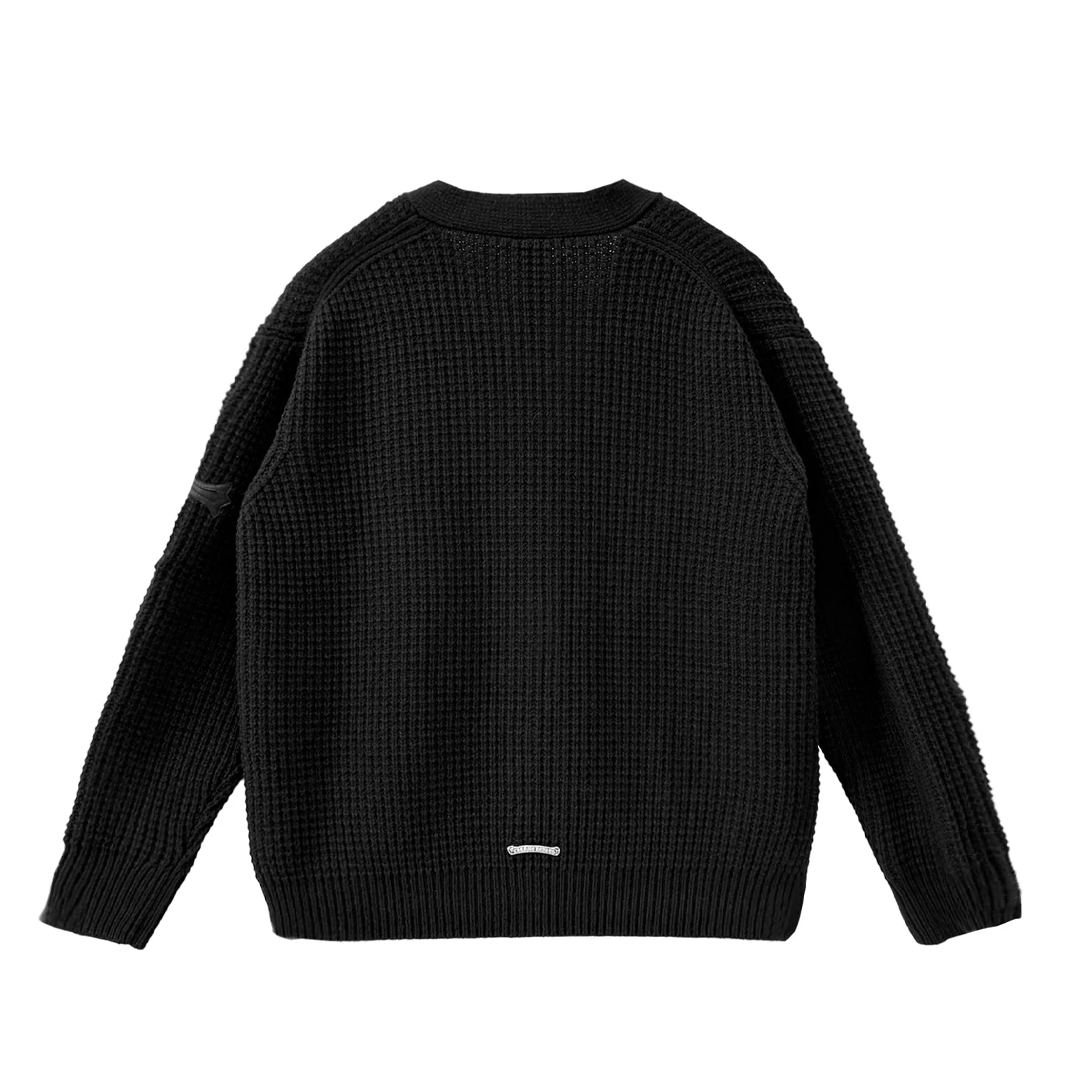 Chrome Hearts Cashmere with Cross Leather Patch Cardigan
