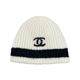 Chanel Beanie Black Stripe Cashmere