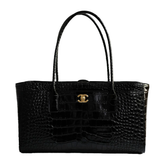 Chanel 26K Matthieu Blazy Small Tote Bag Crocodile Embossed Calfskin With Gold Hardware