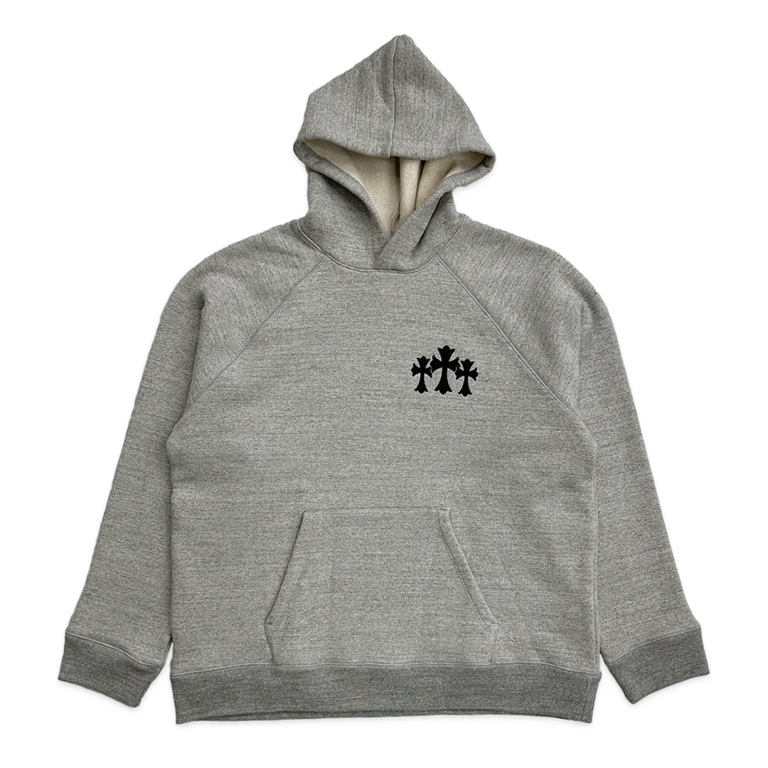 Chrome Hearts Triple Cross Nylon CH Logo Hoodie Grey