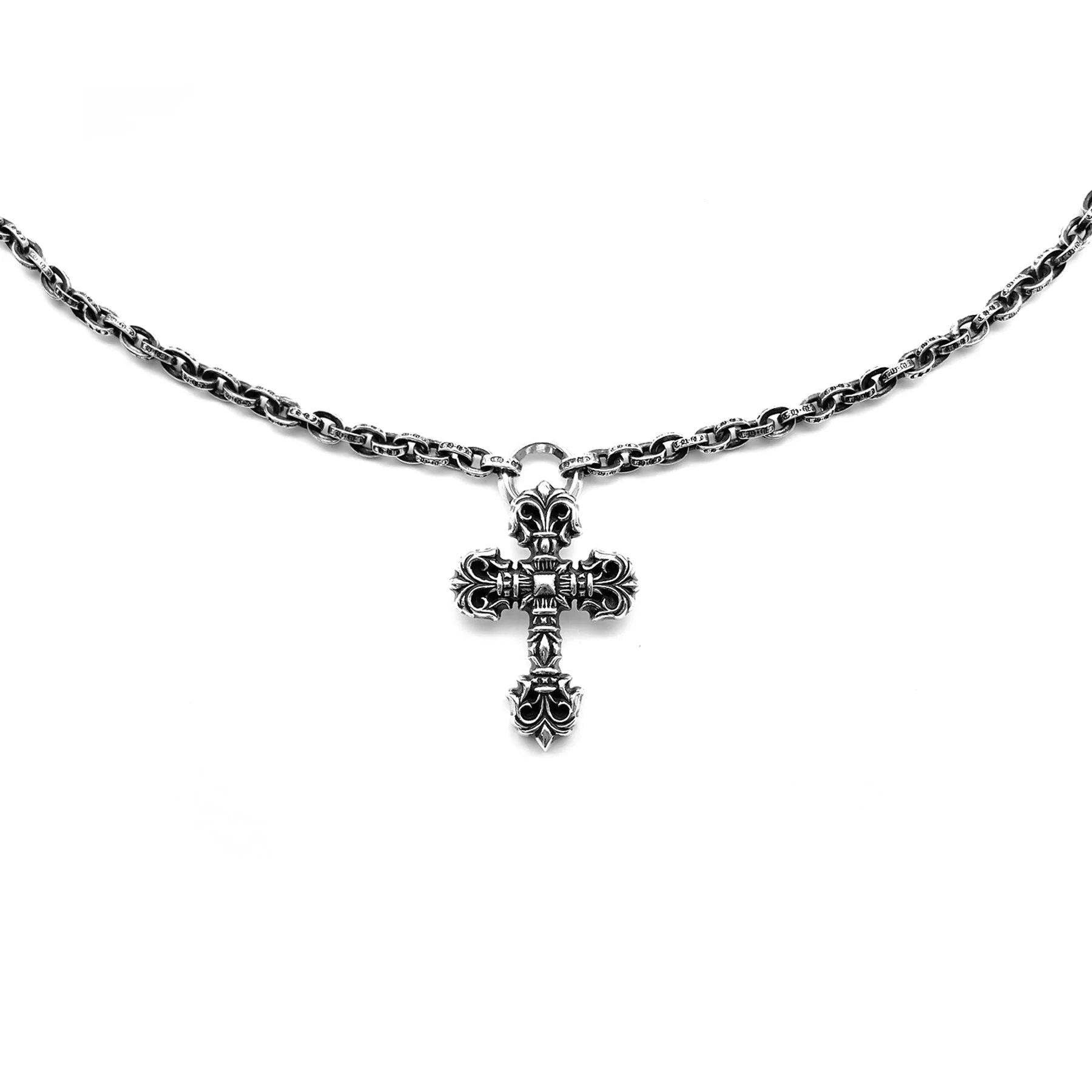 Chrome Hearts Filigree Cross Pendant With Paper Chain