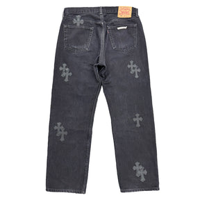Chrome Hearts Levis 501 Black Cross Patch Jeans
