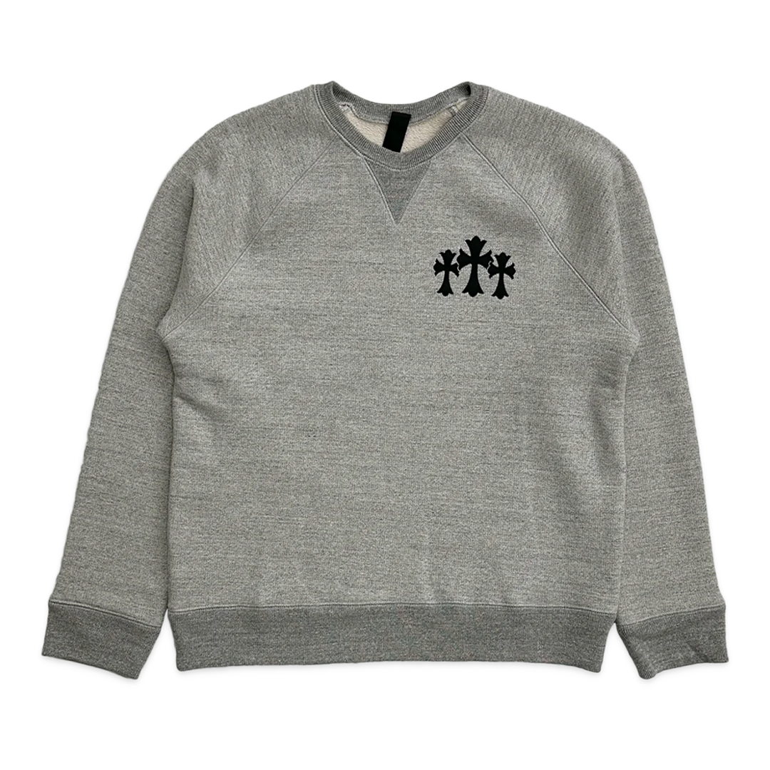 Chrome Hearts Triple Cross Nylon CH Logo Crewneck Grey